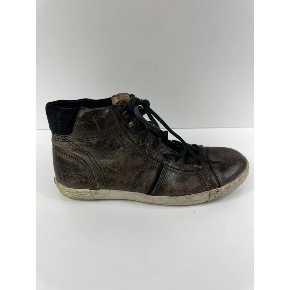 Men Frye Brown Mid Shoe Mens Size 8 Boots Bedford Hi Top Leather Sneakers